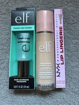 Elf power grip primer & Elf halo glow liquid filter & nyx lip lingerie lip liner stain - Helt nya & oanvända! Sänker inte pris, kostar 620kr i butik! :)