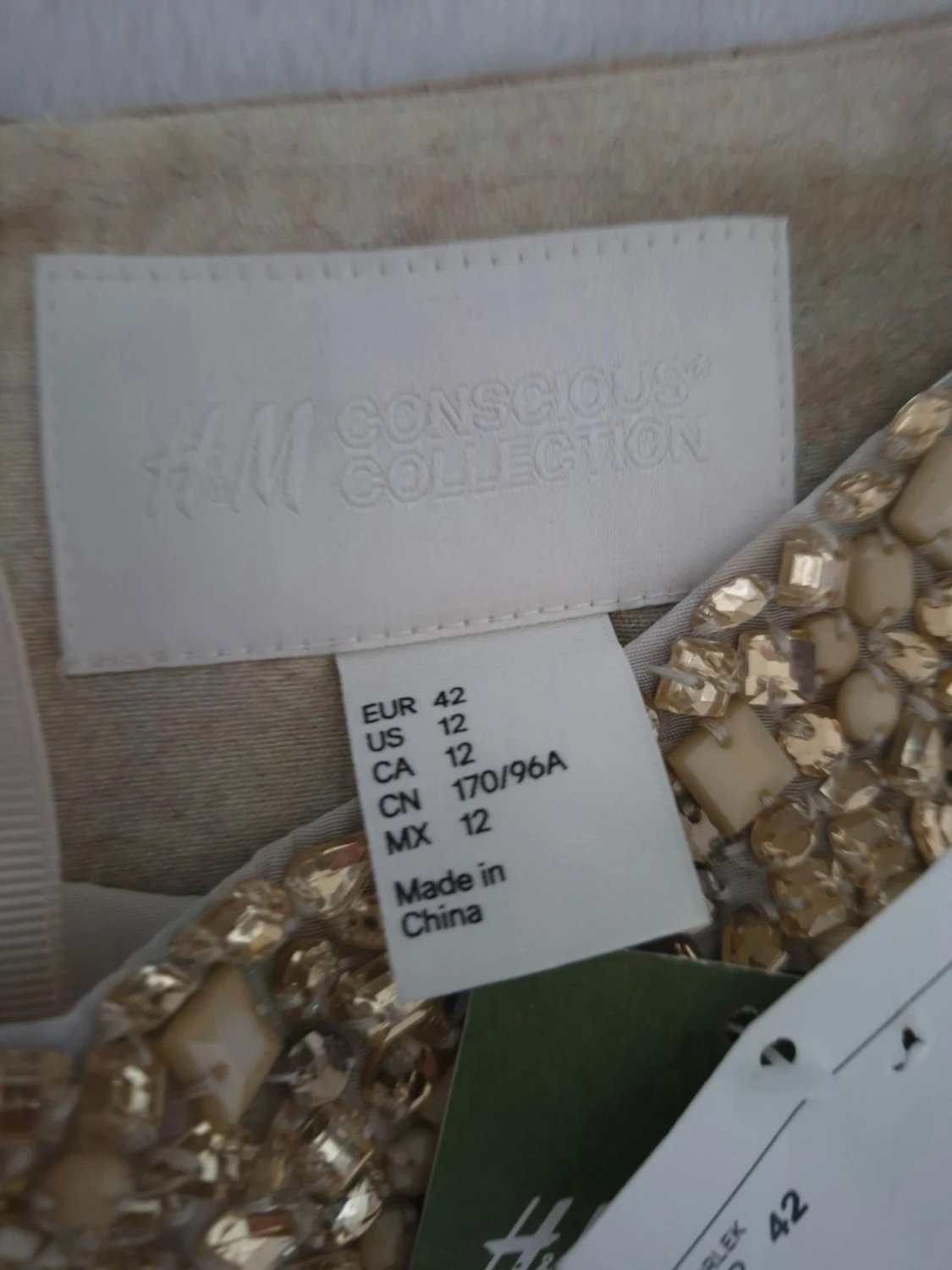 H&M, Conscious Collection Klänning 42 Organic Cotton Silk Beaded Dress Party Cocktail - 6