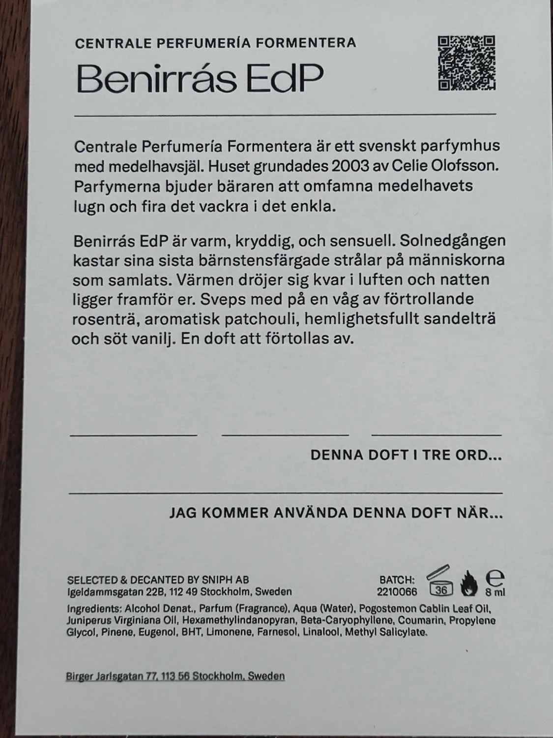 Sniph - Benirràs EDP från Centrale Perfumeria - 2