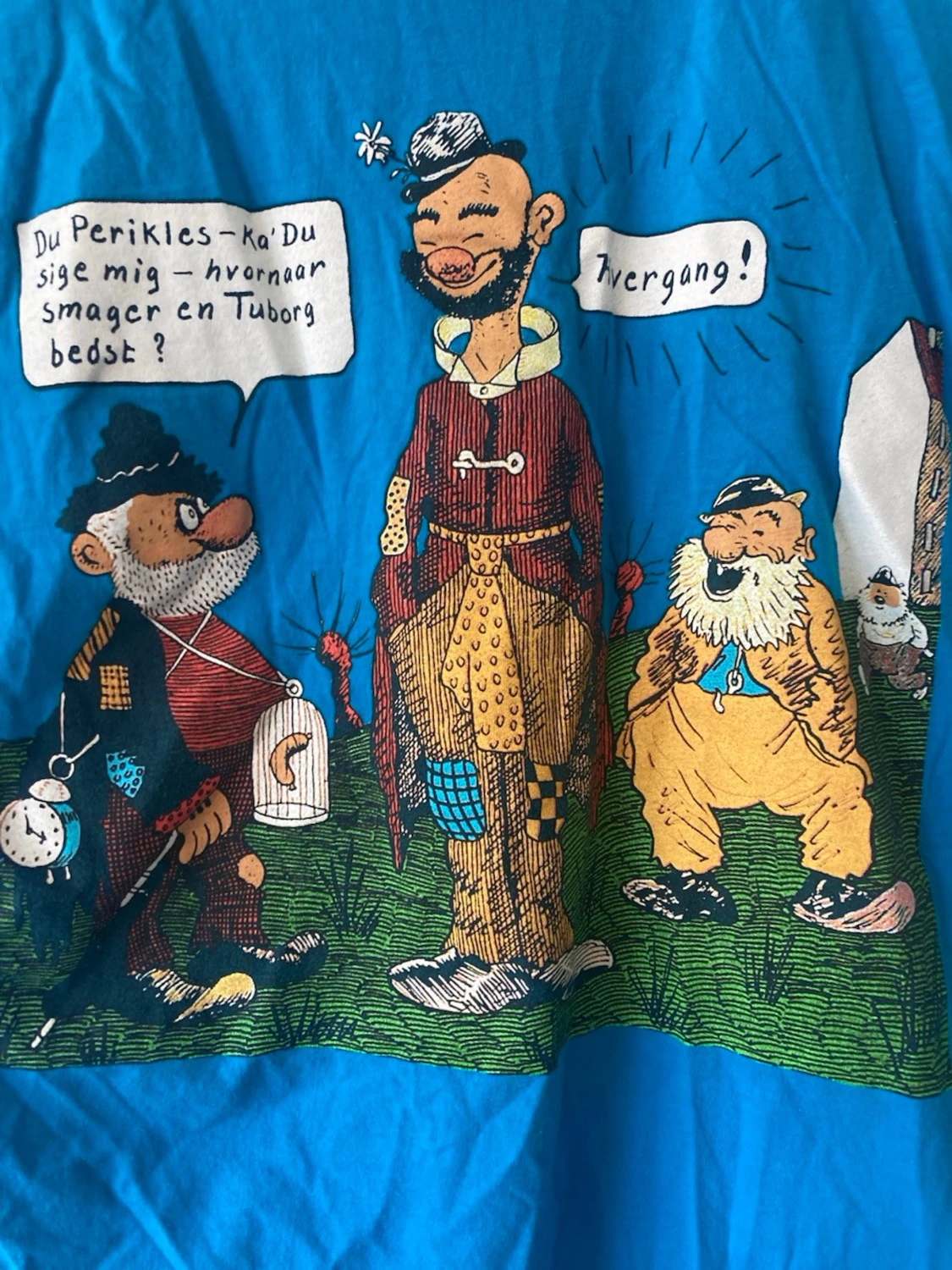 Blå t-shirt med tecknad print 💚 - 1