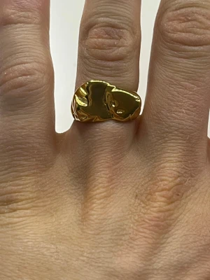Oregelbunden guld ring - Säljer en så fin oregelbunden guld ring från pilgrim. Rostfritt stål, aldrig använt. Nypris 359kr justerbar.