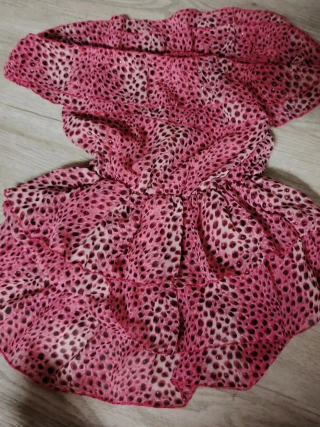 Rosa volangblus med leopardmönster💖 y2k - 3