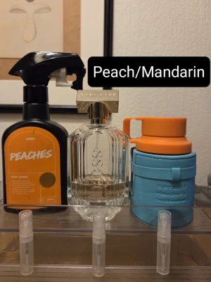 Parfym testers 2ml perfume split bundle scent body spray body mist  - Perfume testers set  1x 2ml Lush Peaches  1x 2ml Hugo Boss The Scent for her  1x 2ml Armaf Mandarin Sky  Please check out my other listings for more testers  If you only want to buy a tester separately just let me know