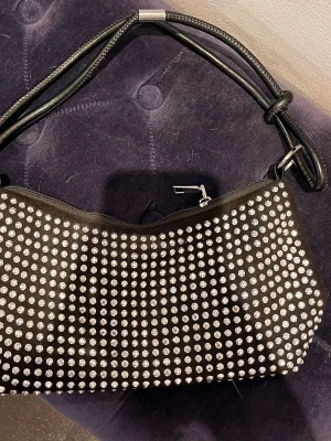 Svart handväska med silvernitar - Svart väska med silver nitar som blänker. Aldrig använt 