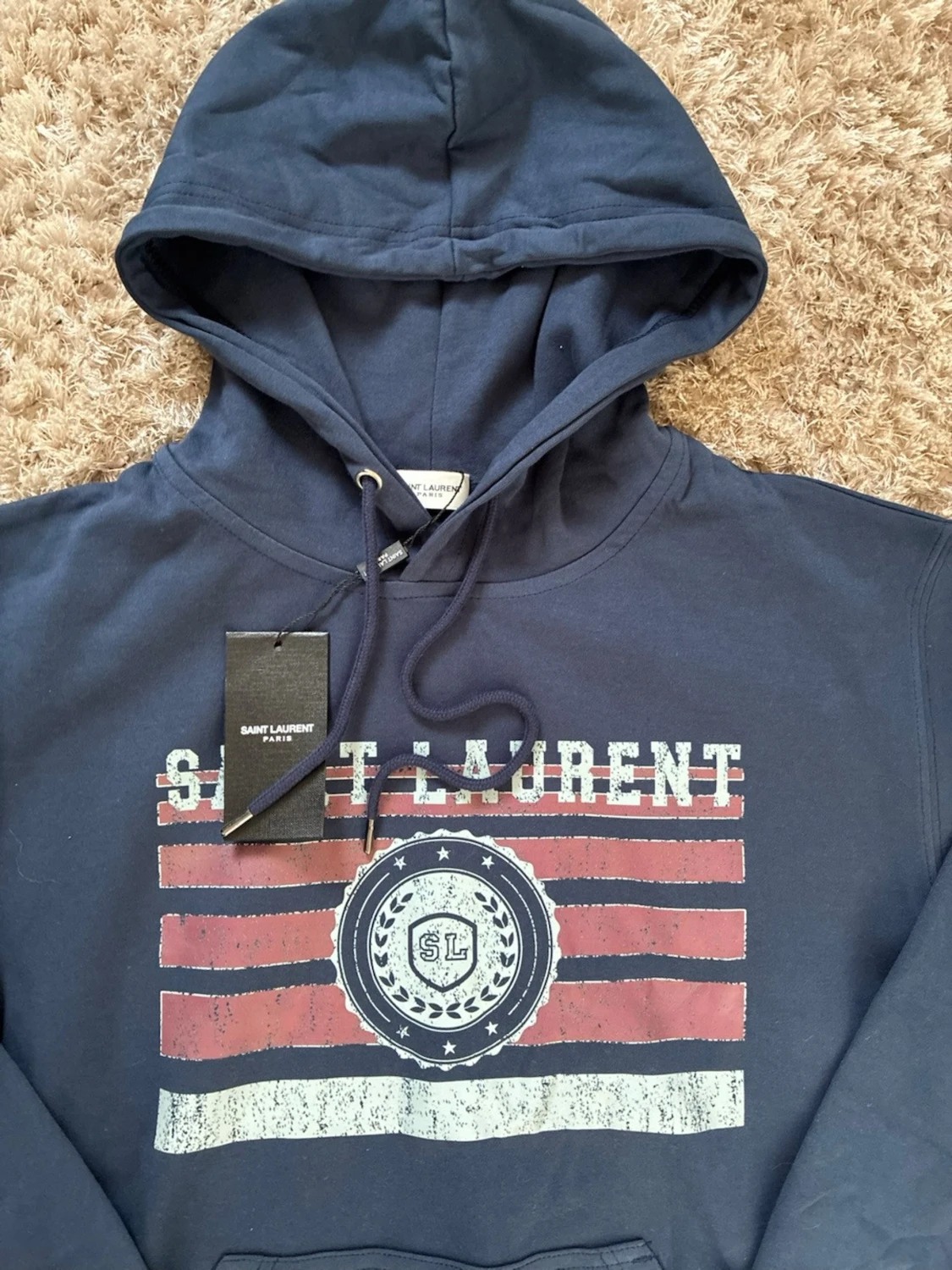 Mörkblå hoodie från Saint Laurent - 1