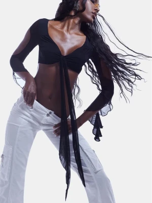 NY! Svart croppad bolerotopp med snörning Dollskill - NY med lapp! Doheny Crop Top Generation Kiss (dollskill). Y2K vibe 🖤 Original pris: 450+  