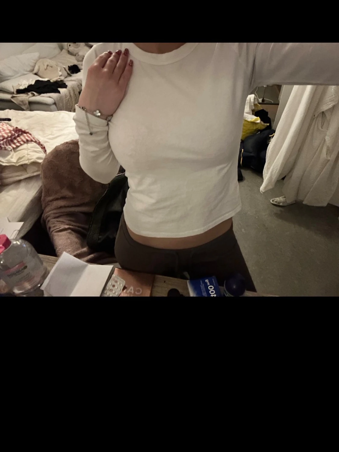 Vit croppad långärmad topp - 1