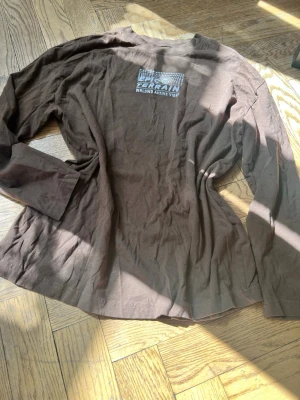 Vår Brun långärmad topp  - Säljer en brun långärmad topp  med tryck på ryggen. Toppen har en enkel och avslappnad passform, perfekt för dig som gillar basic men ändå vill ha något med lite edge. Tillverkad i mjuk bomull som känns skön mot huden.