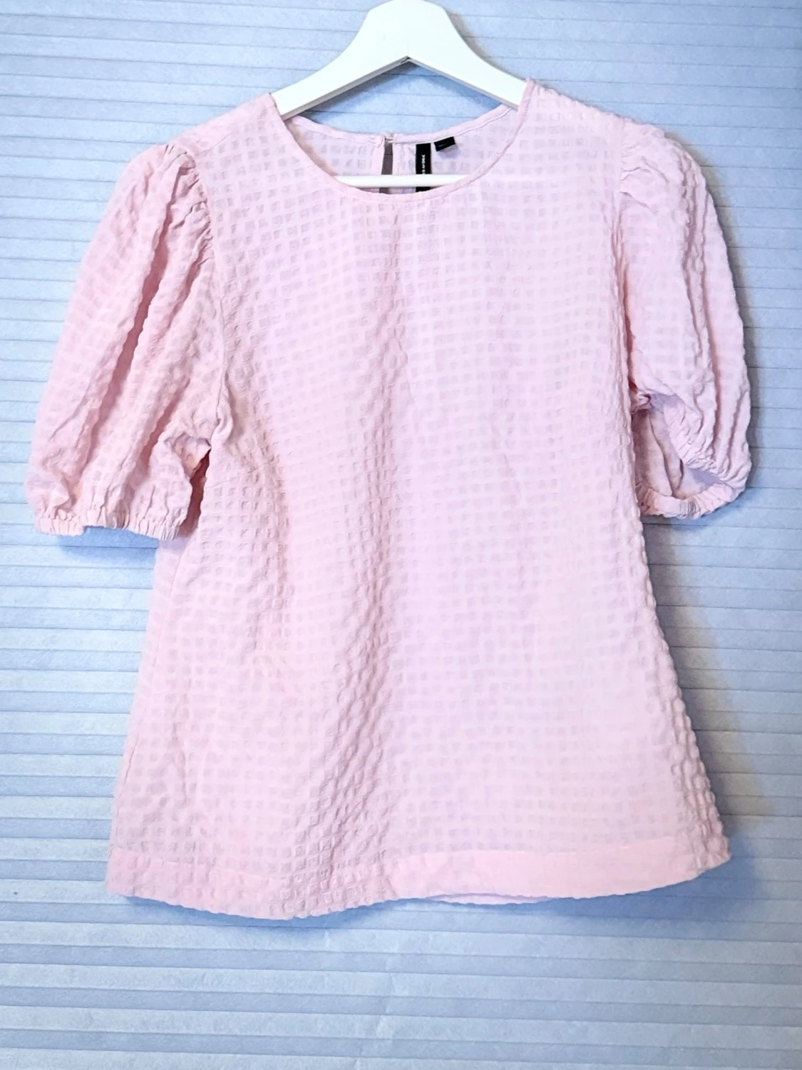 Ljusrosa puffärm blus 