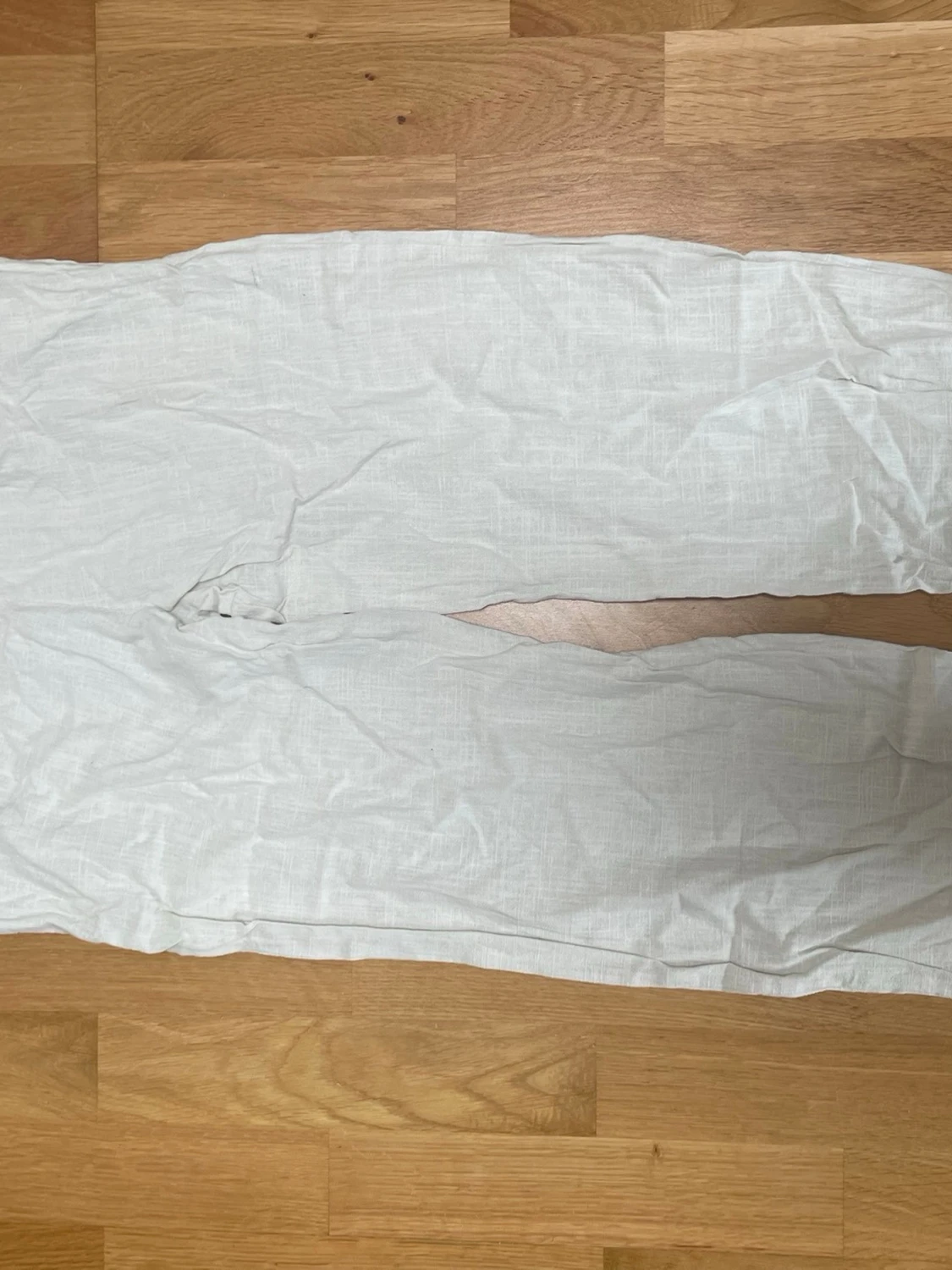 Ljusbeige linnebyxor raka ben - 1