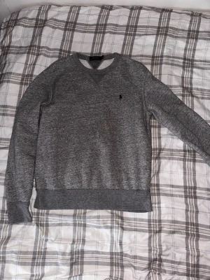 Grå sweatshirt från Polo Ralph Lauren - Klassisk grå sweatshirt från Polo Ralph Lauren med rund halsringning och diskret logga broderad på bröstet. Tröjan har långa ärmar och ribbade muddar vid ärmslut och nederkant. Perfekt för en avslappnad och stilren look.