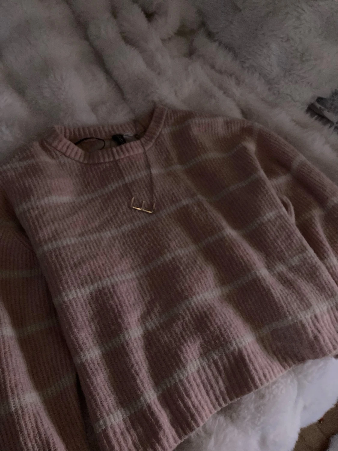 Rosa stickad tröja/kofta - 1