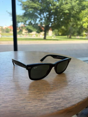 Svarta Wayfarer solglasögon Ray-Ban - Klassiska svarta Wayfarer solglasögon från Ray-Ban med mörka glas och stilren design. Perfekta för att lyfta din look med en tidlös vibe. Snygg och ikonisk form som passar de flesta ansikten.