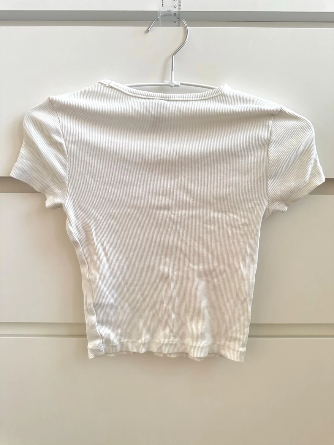 Vit ribbad croppad topp H&M - 1