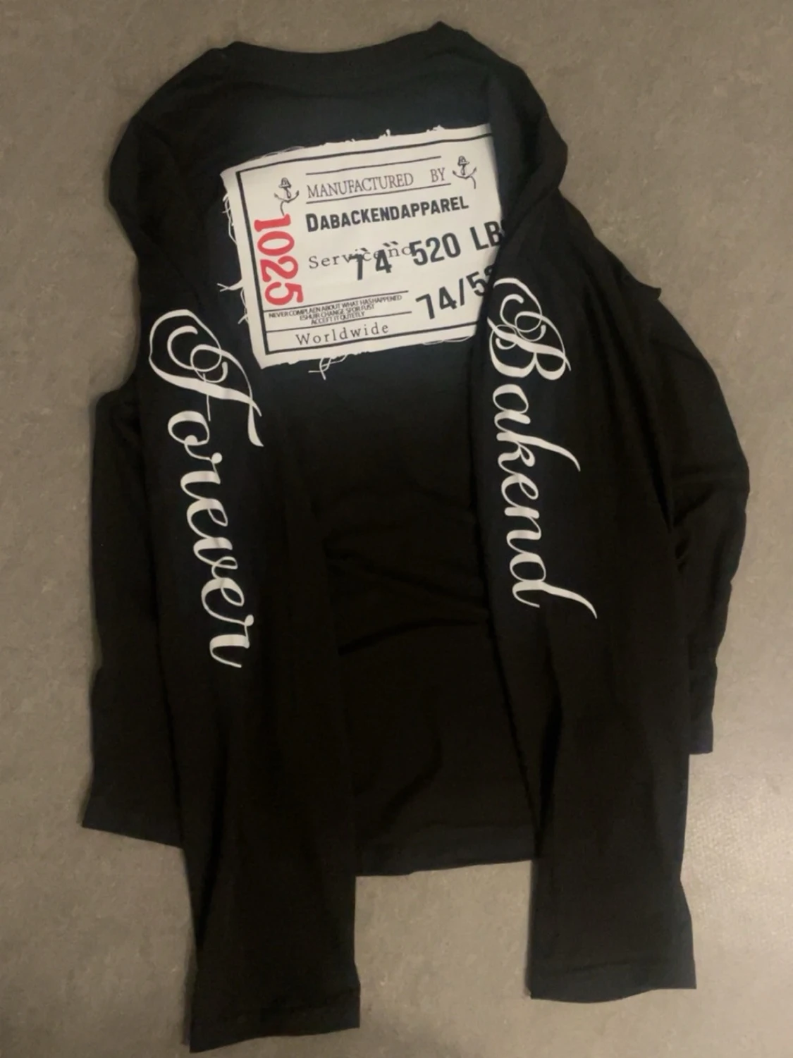 Svart långärmad t-shirt med tryck - 4