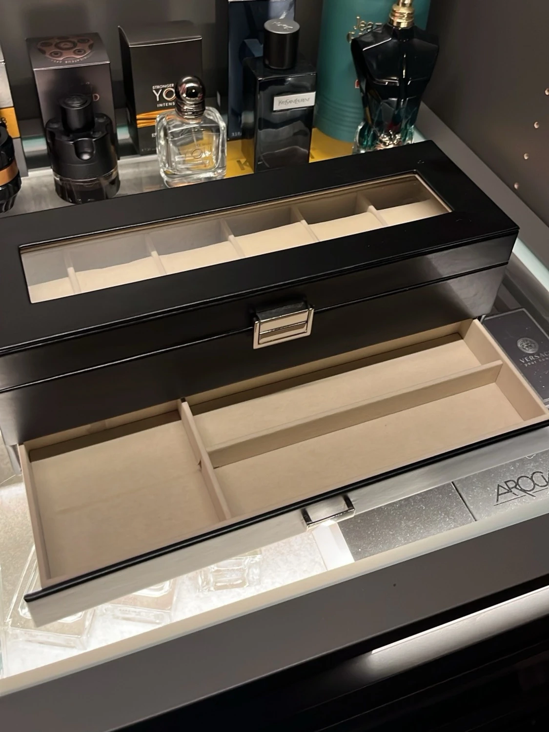 Svart klocklåda med glaslock - 2