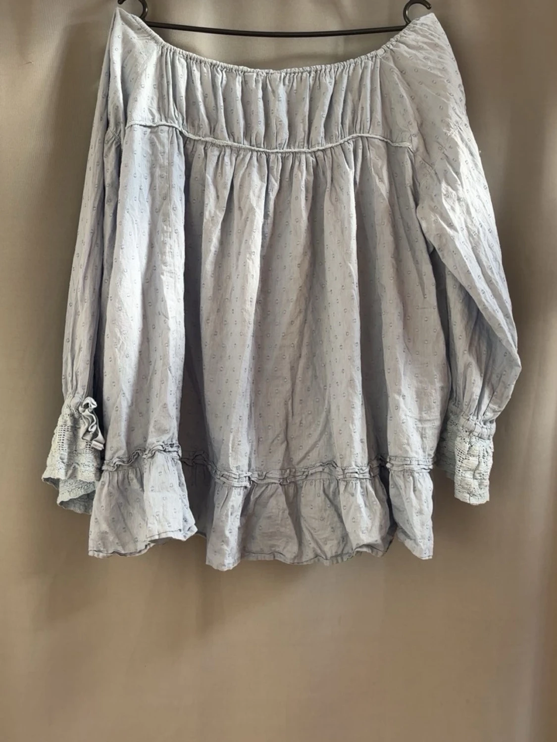 Ljusblå boho-blus med broderi - 2