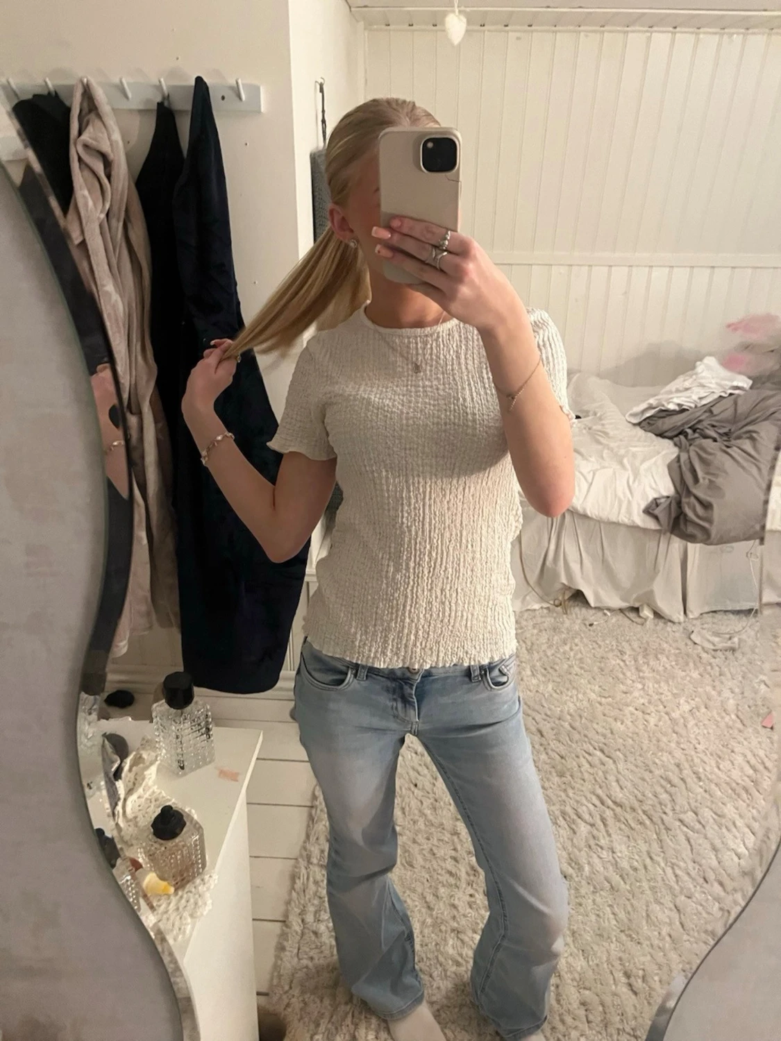 Vit crinklad t-shirt