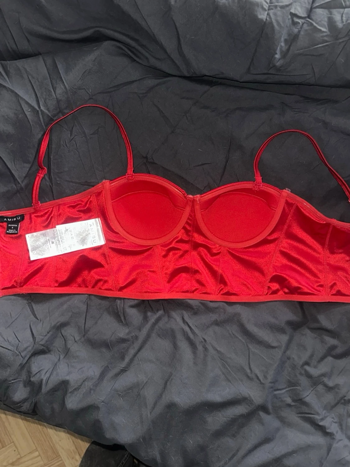 Röd korsettopp med dragkedja - 2