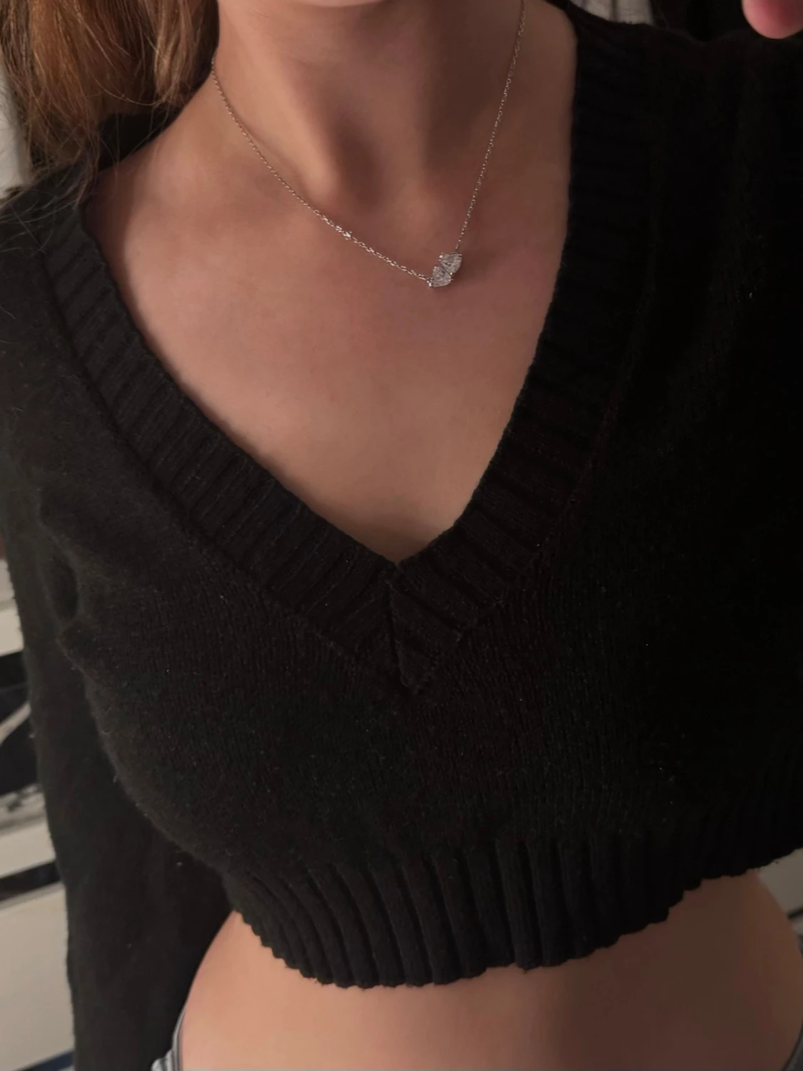 Svart croppad stickad tröja - 1