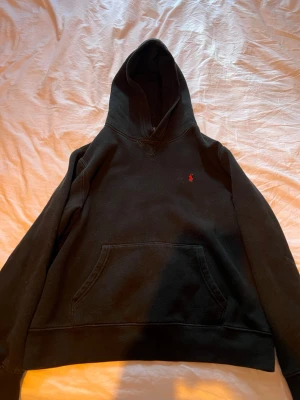 Svart hoodie från Polo Ralph Lauren - Klassisk svart hoodie från Polo Ralph Lauren i storlek 170. Den stilren och skön att ha på sig perfekt hoodie för svala sommarkvällar. Den är lite nopprig annars inga fel alls, inga hål/fläckar osv. Priset är ej hugget i sten😁
