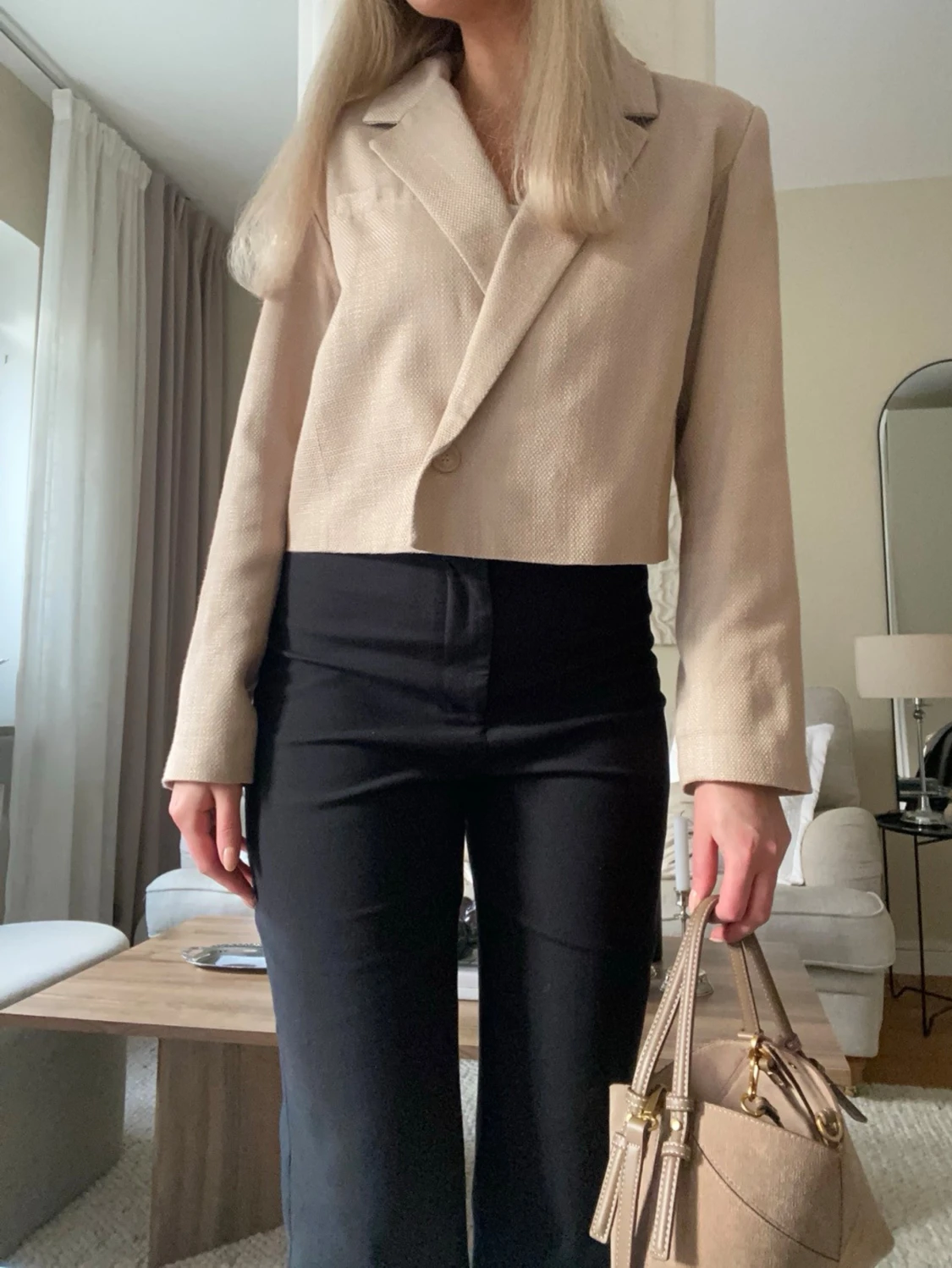 Snygg beige kort kavaj/blazer - 2