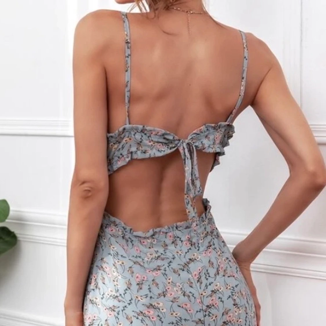 Cut out back floral print dress  - 91