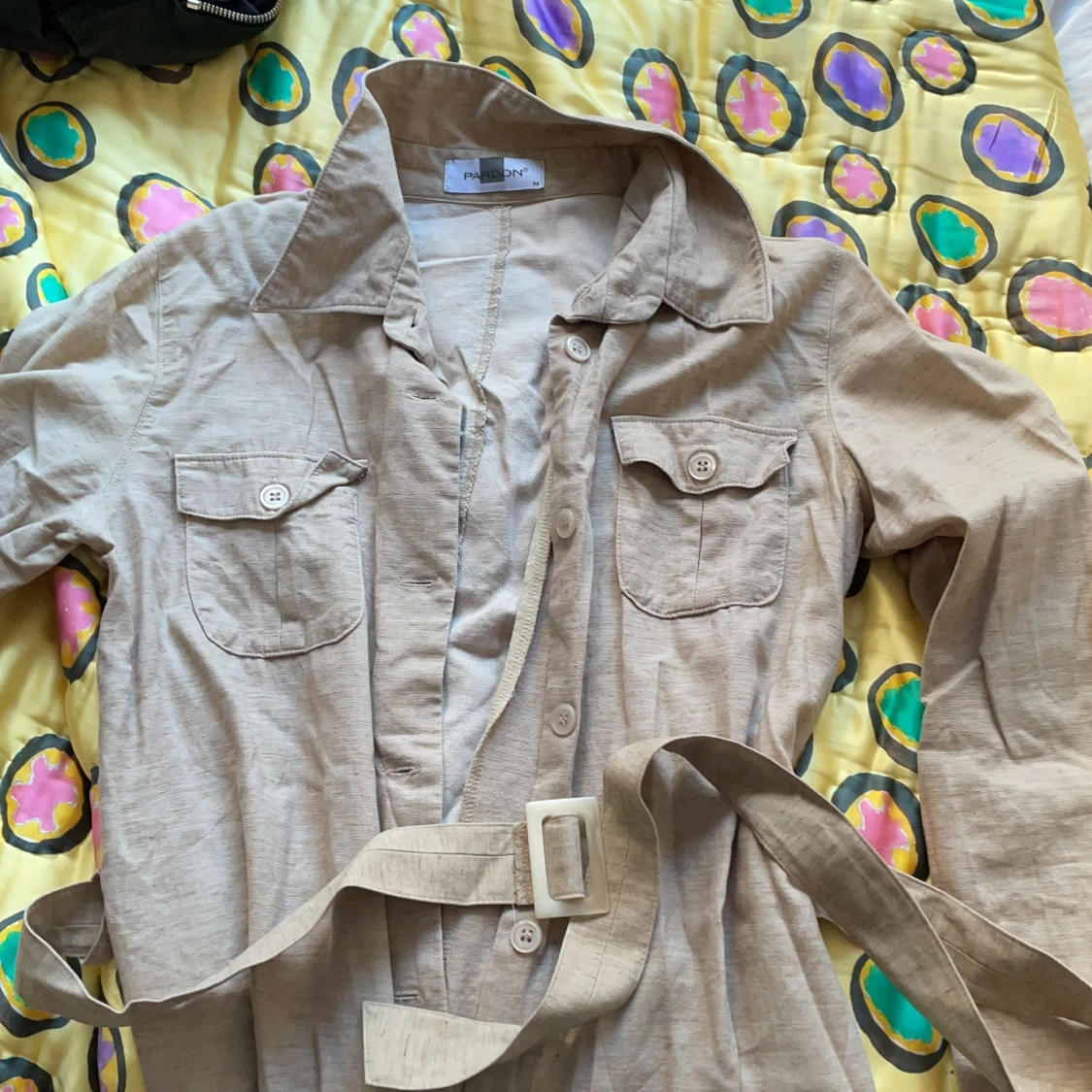 Vintage linnen dress with belt - 91