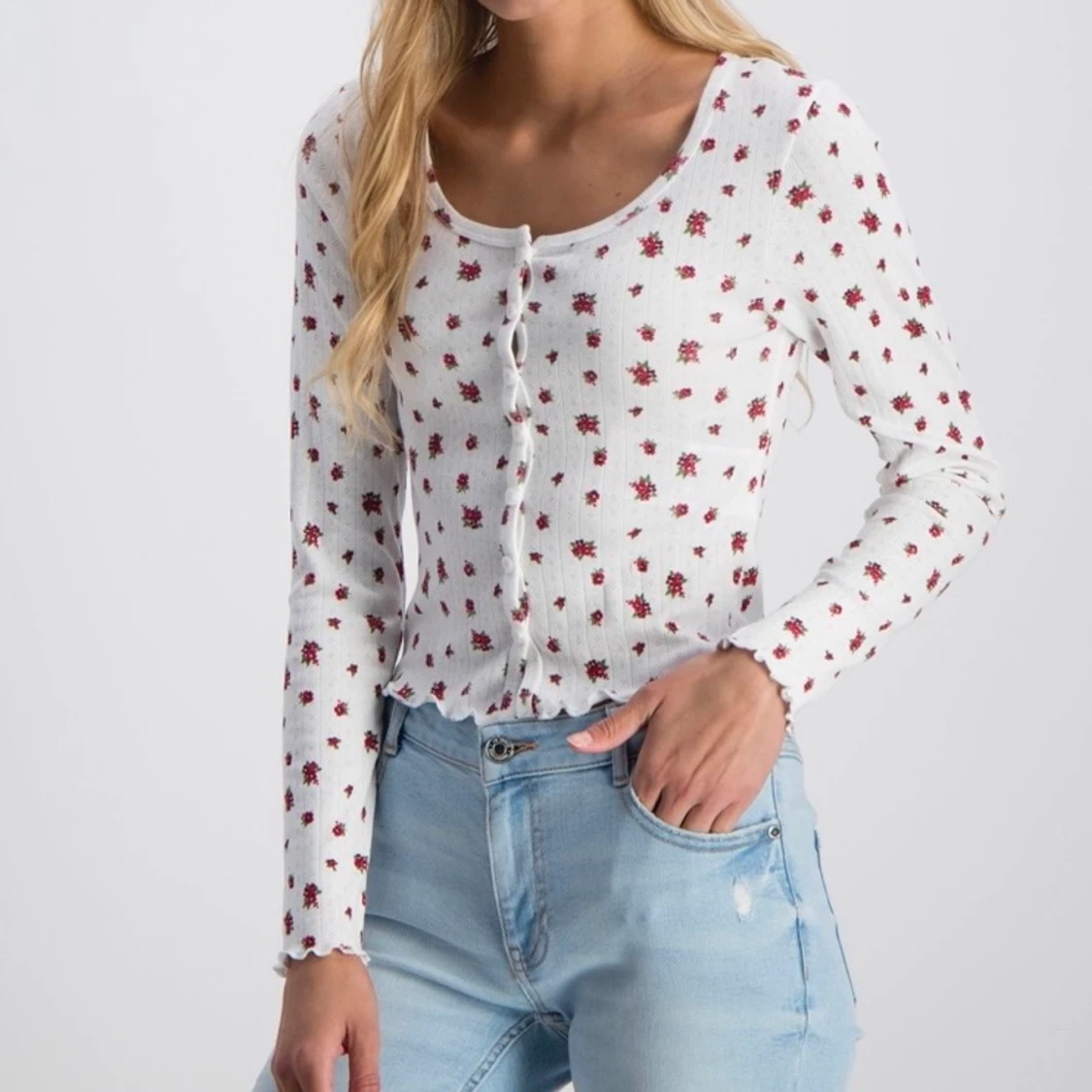 Vitt fin blommig topp 