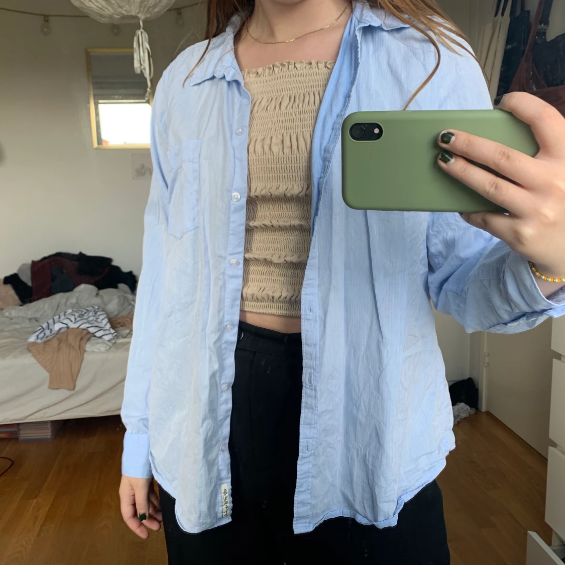 Ljusblå somrig skjorta - 90