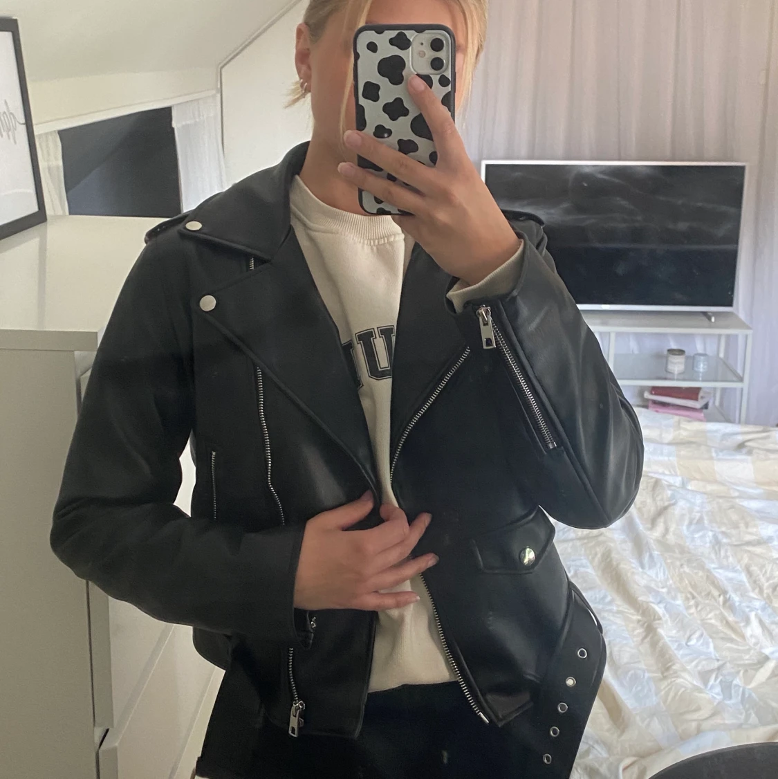 Svart skinnjacka  - 90