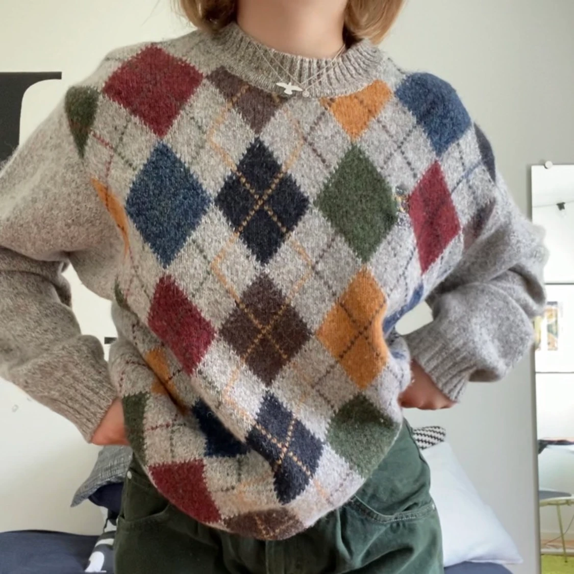 Argyle stickad tröja