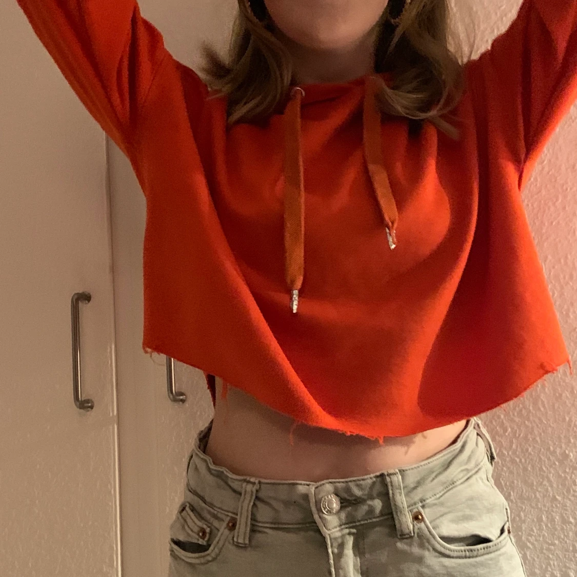 Skön röd orange Hoodie - 90