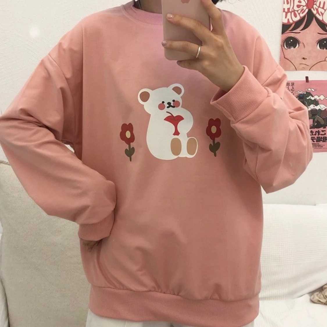 Bear Print Sweatshirt  - 90