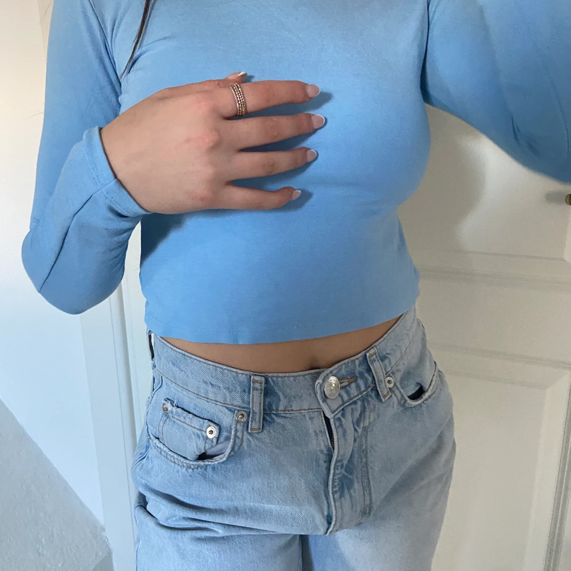 Ljusblå knyttopp - 90