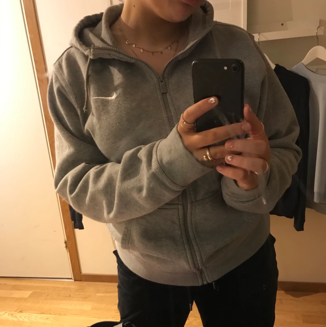 Grå Nike zip hoodie - 90