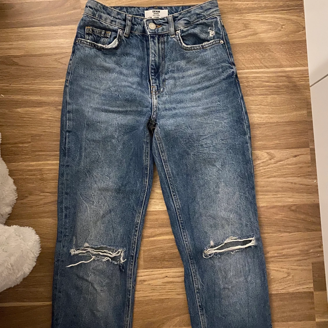 Straight jeans med slits  - 90