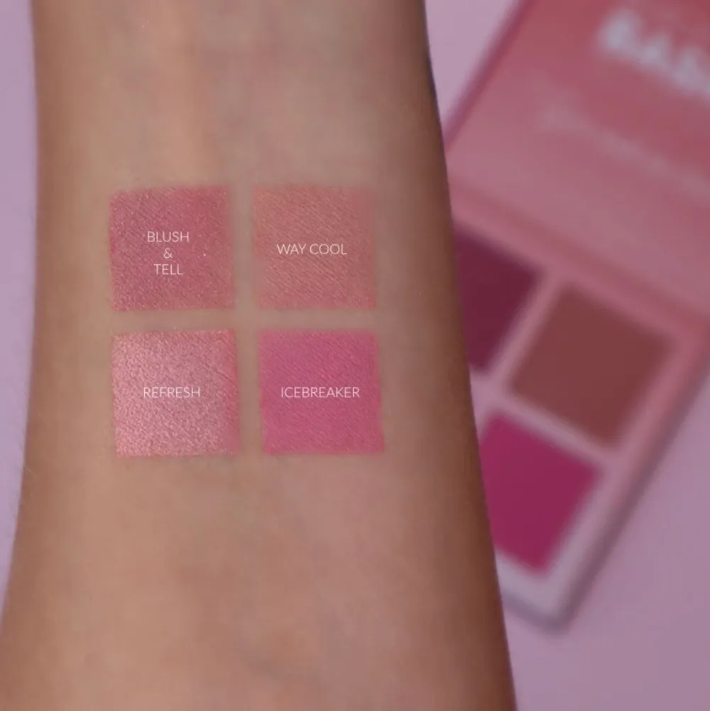 Helt nytt blush kit i superfina basic färger! Aldrig kommit till användning då jag äger så många blush. Vegansk och crueltyfree! 💙 två matta och två skimrande. 🦋köpt för 169 kronor. Står ej för frakten. Övrigt.