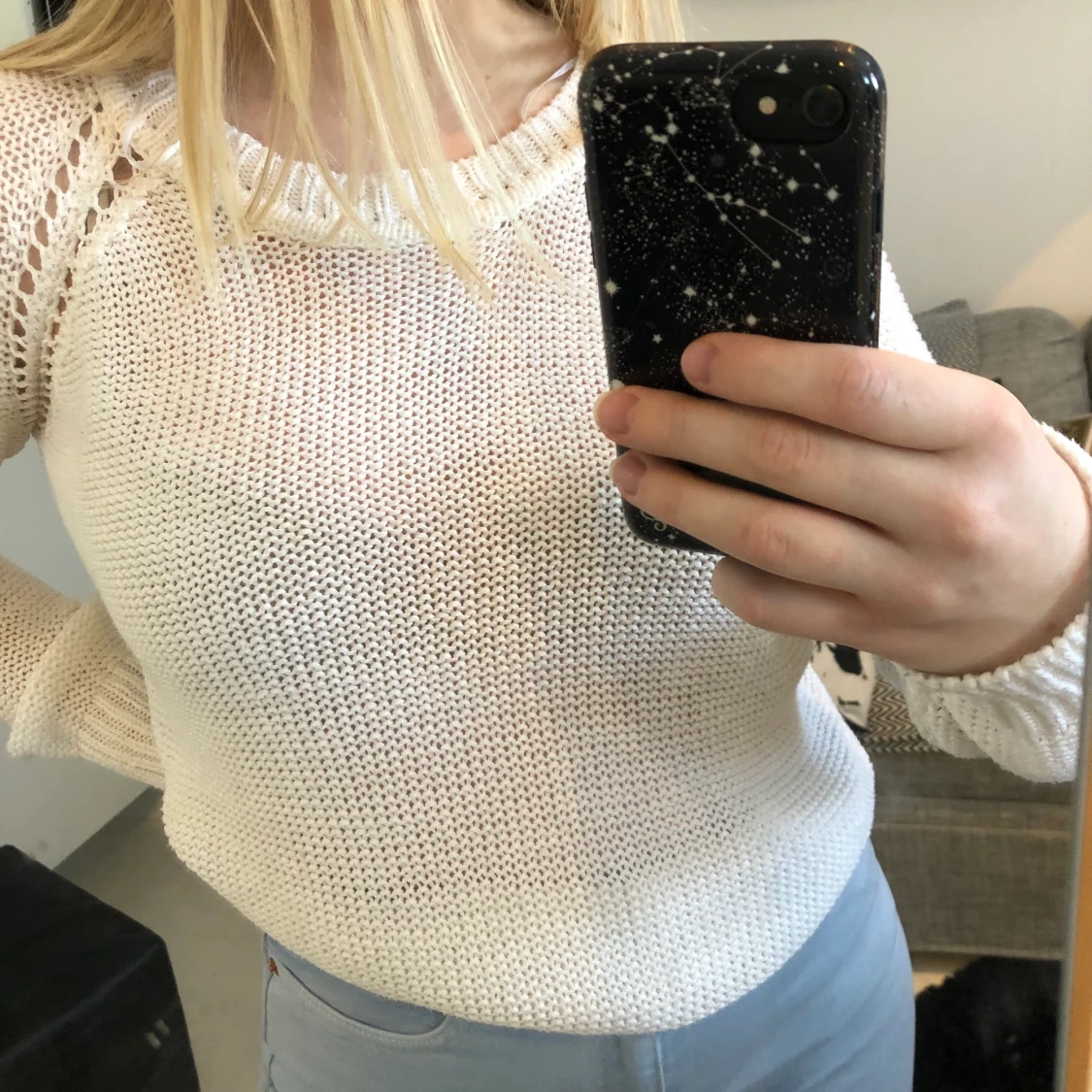 Vit stickad tröja från Cubus i storlek 158 - 90