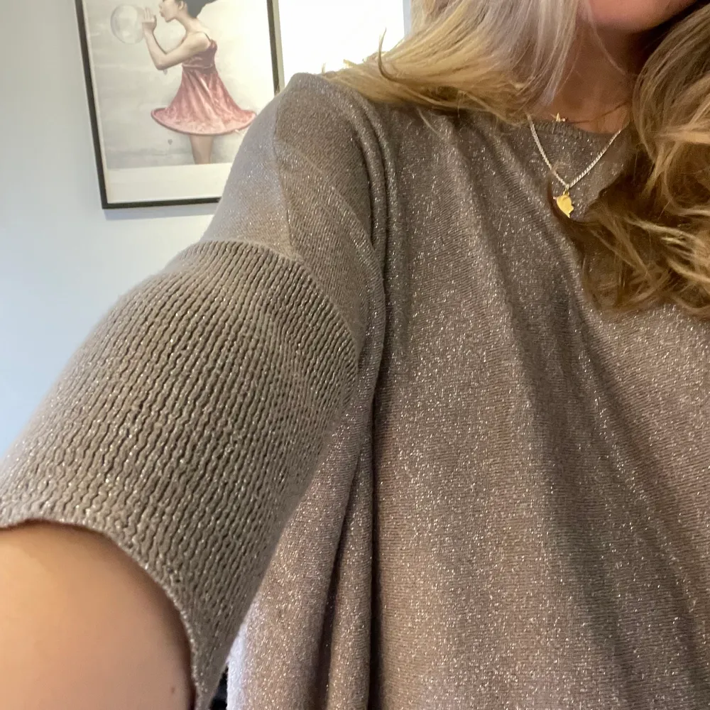 Säljer denna glittriga tröjan från Zara i storlek M då den dessvärre inte kommit till användning. Snygg som kan liva upp en vardaglig outfit💕 (kan mötas upp i Stockholm eller frakta men köparen står för frakten). Tröjor & Koftor.