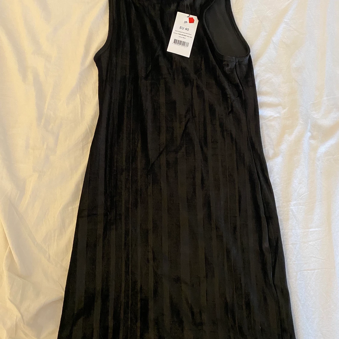 NA-KD black striped velvet mini dress 