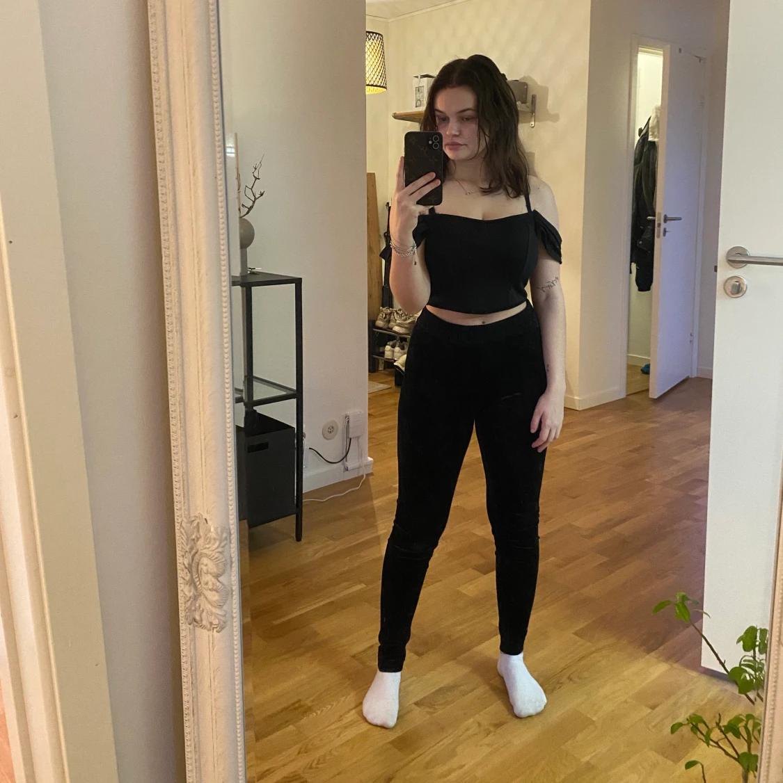 Svarta velour tights