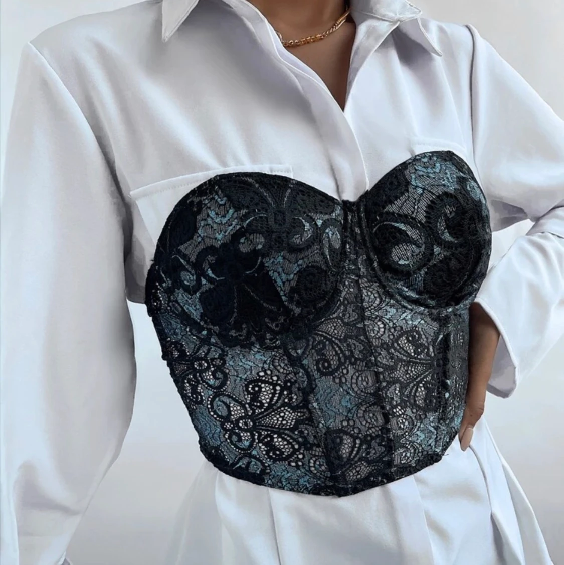 Blåsvart topp storlek S - 91