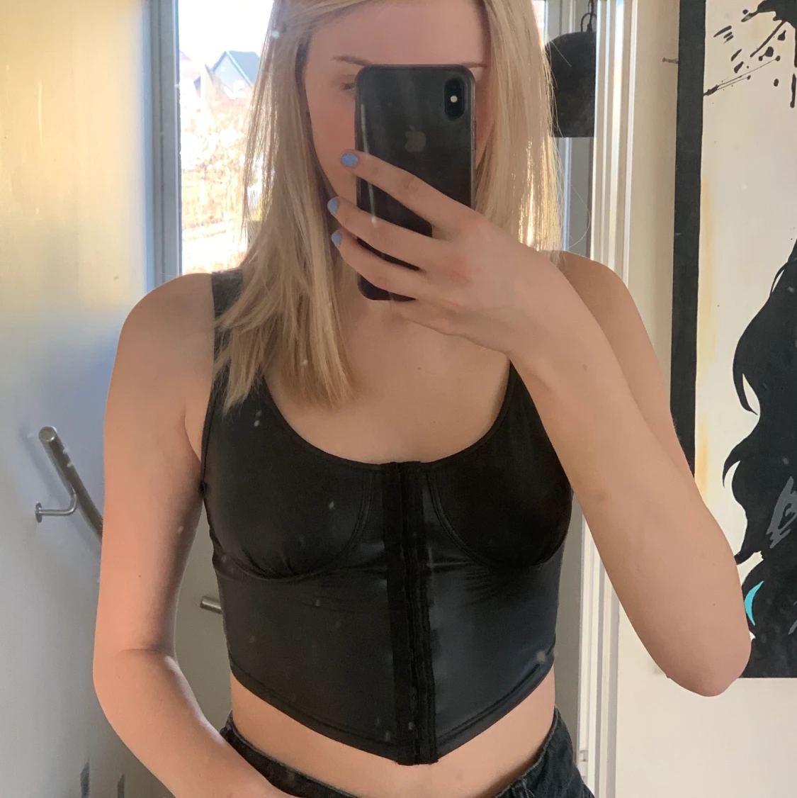 Svart skinn tröja - 90