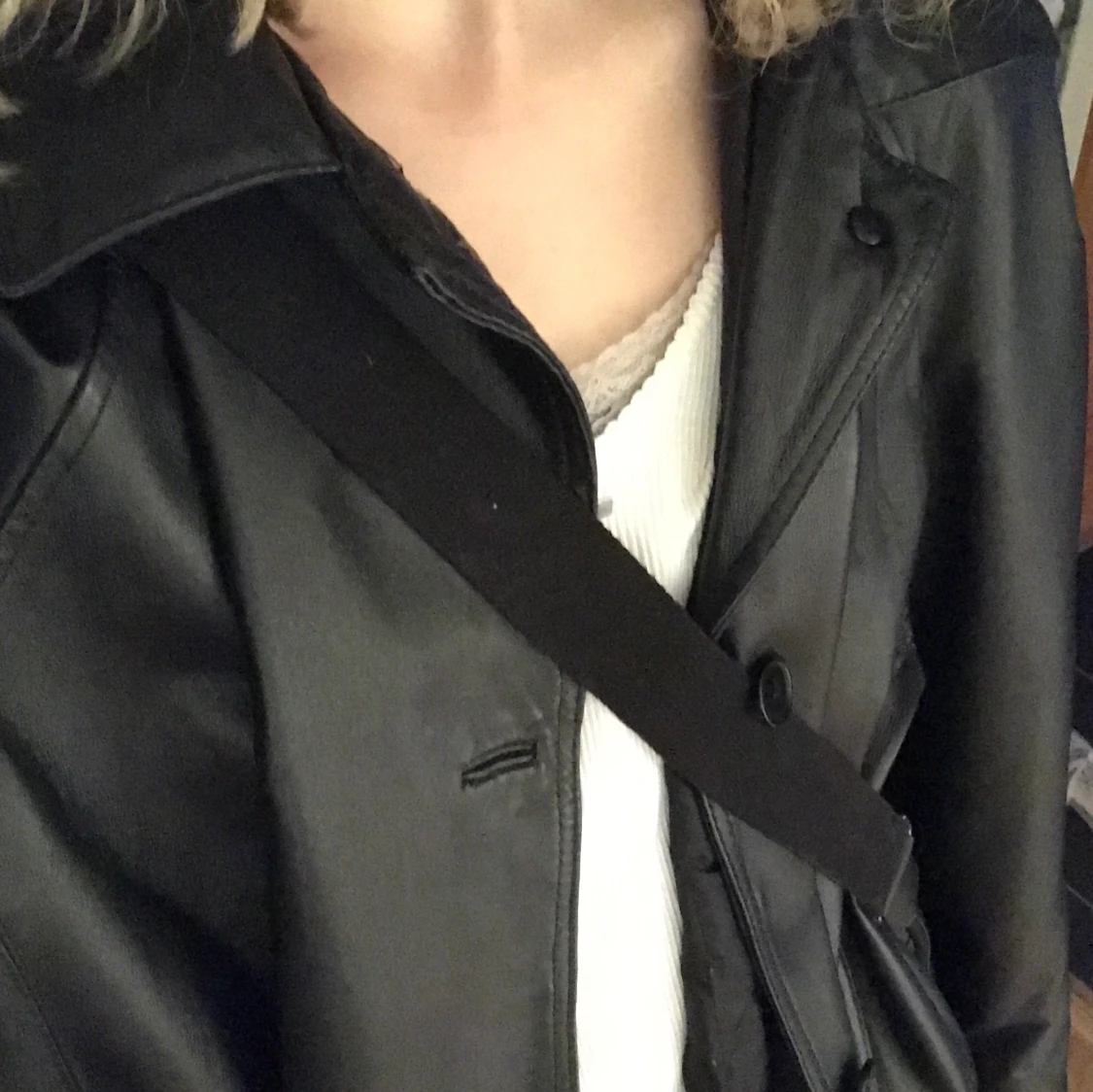 Oversized läderkappa - 90