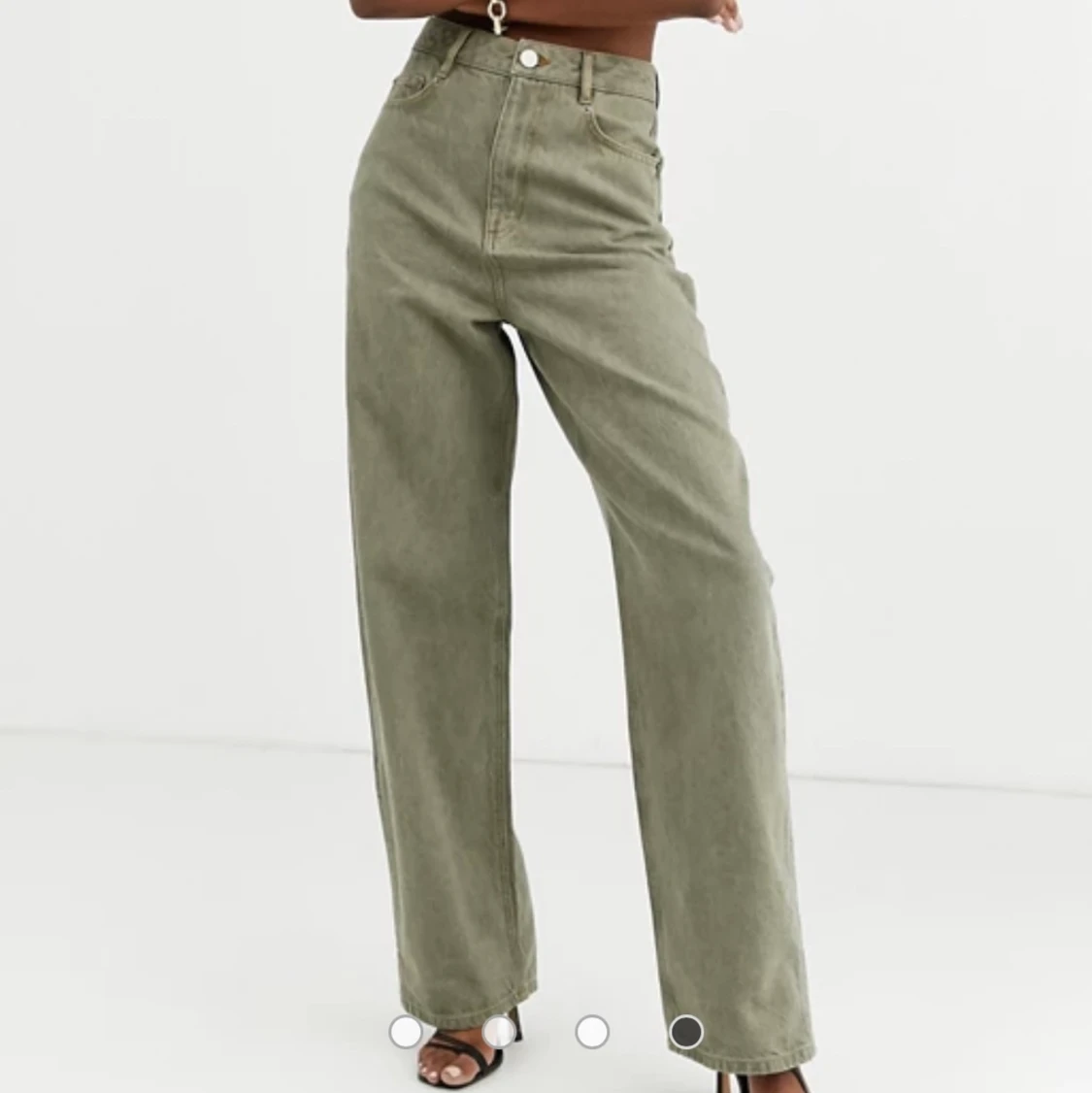 Långa baggy militärgröna jeans - 90