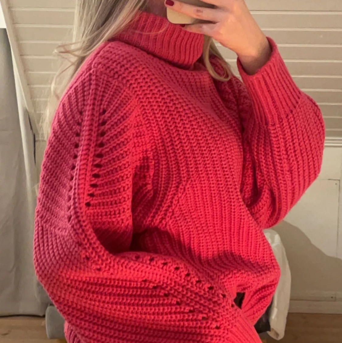 Rosa stickad tröja - 90