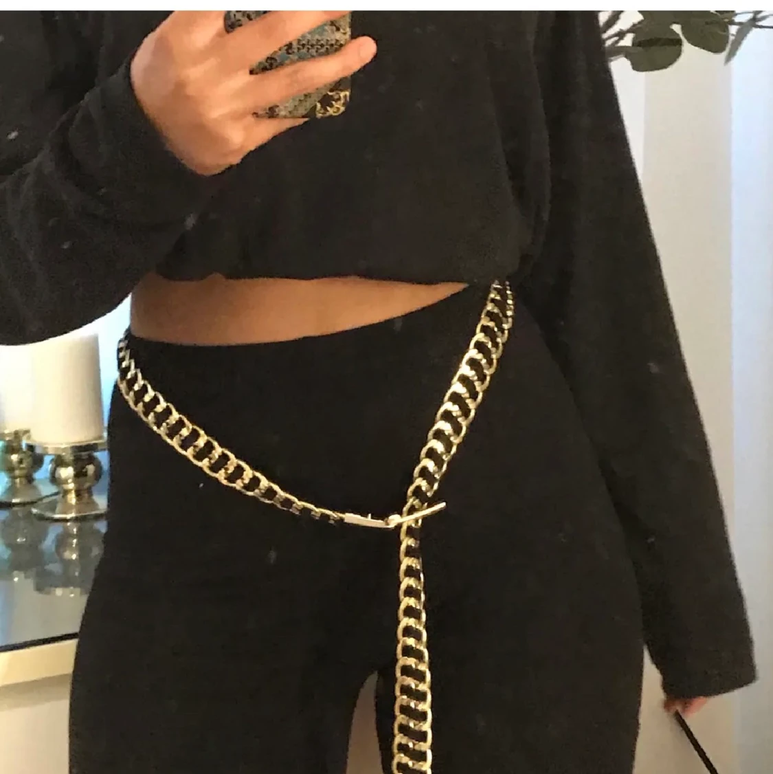 Guld/svart skärp/bälte - 90