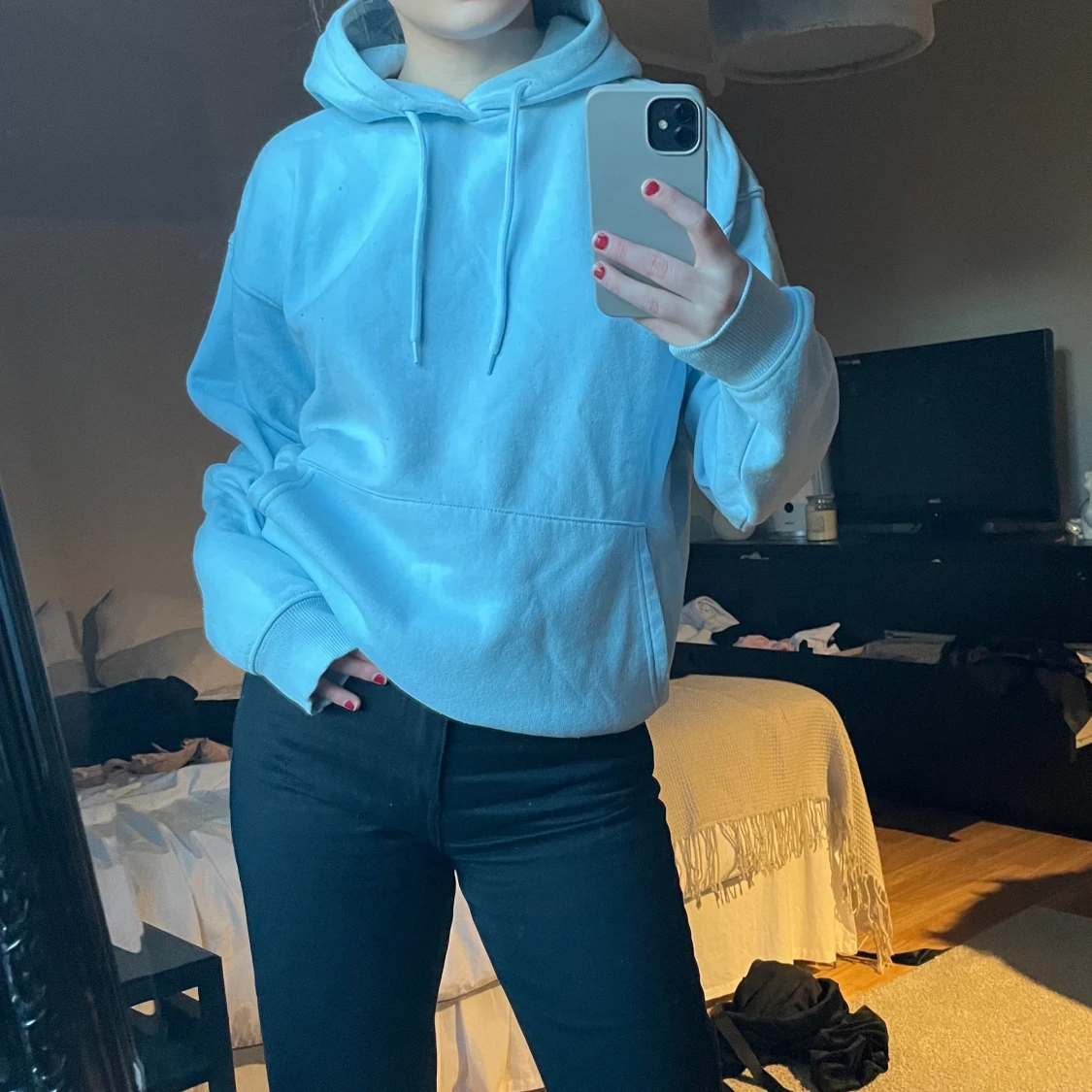 Blå hoodie - 90