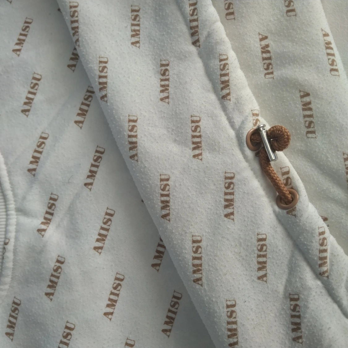 Vit tjocktröja med dragsko -S - 91